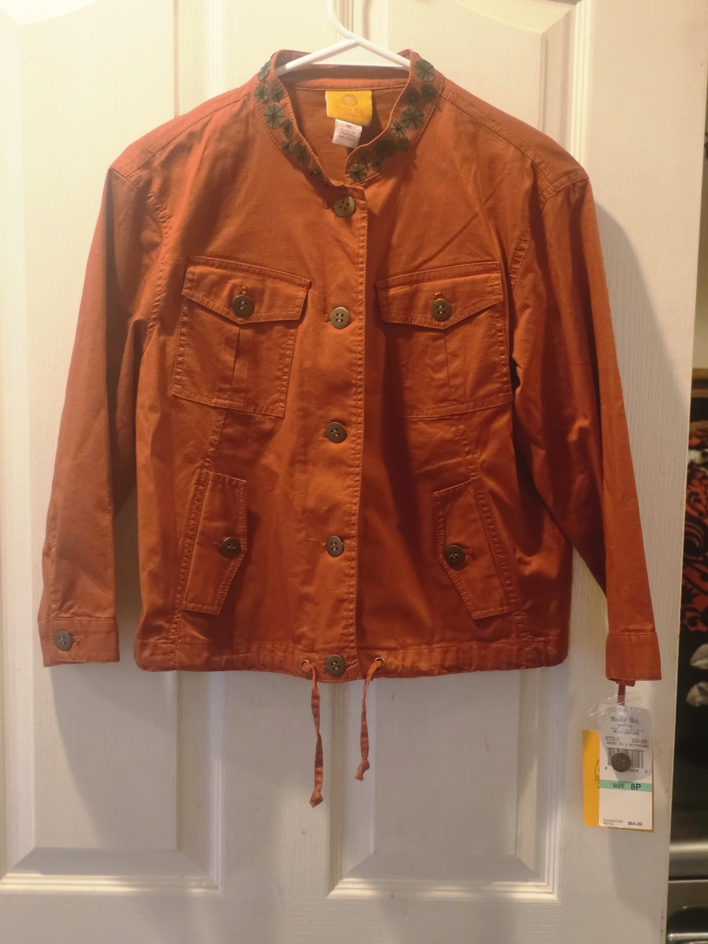 Ruby Rd. Rust Orange Button-Front Jacket